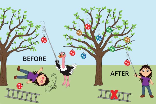 HANG ORNAMENTS ON OUTDOOR TREES WITHOUT A LADDER