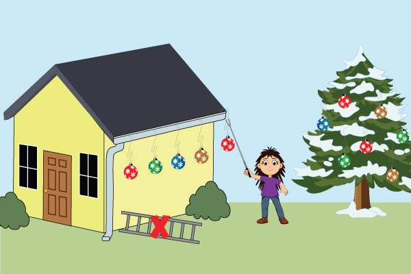 Hang Ornaments On Your Gutters And Pine Trees